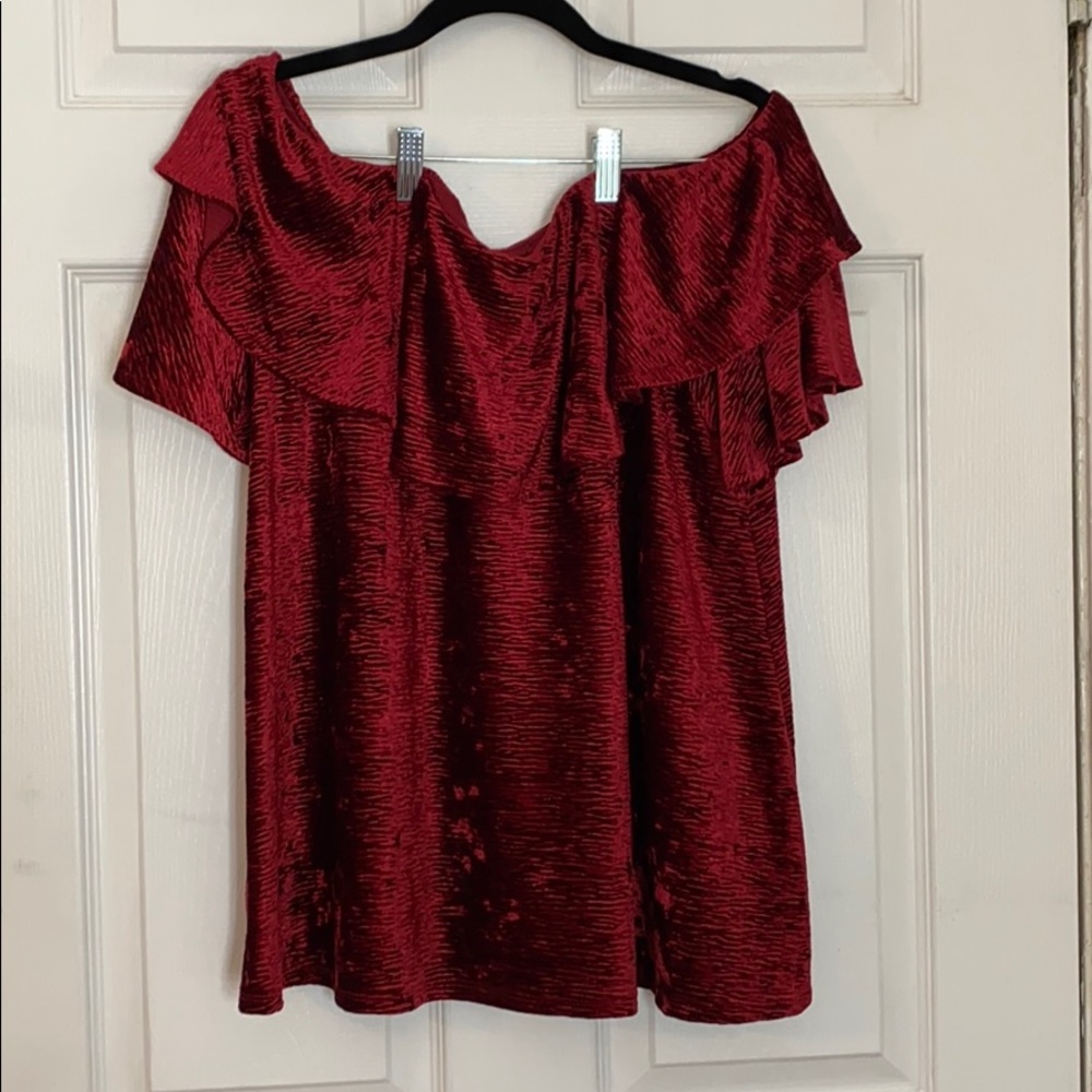 Off the shoulder suede shirt